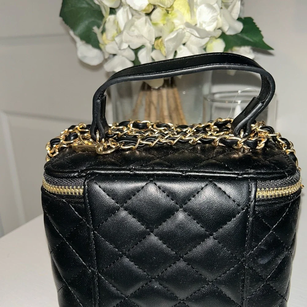 Valentino Orlandi Black Quilted Mini Bag with Gold Accents - Picture 3 of 4